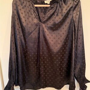 Umgee Charcoal Polka Dot Blouse